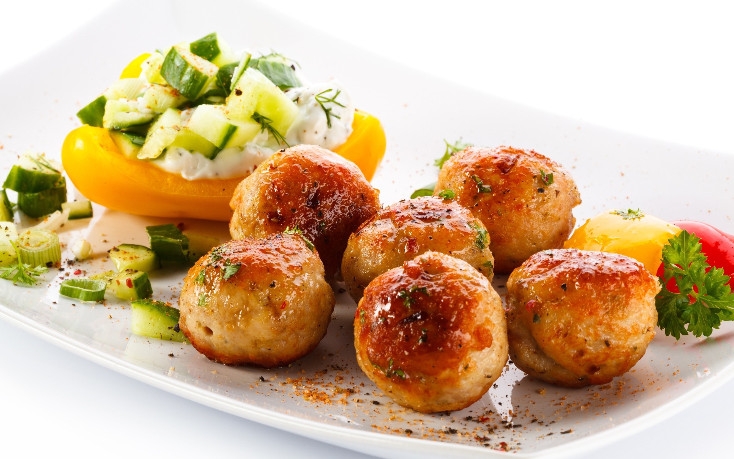 Meatballs with cucumber salad
