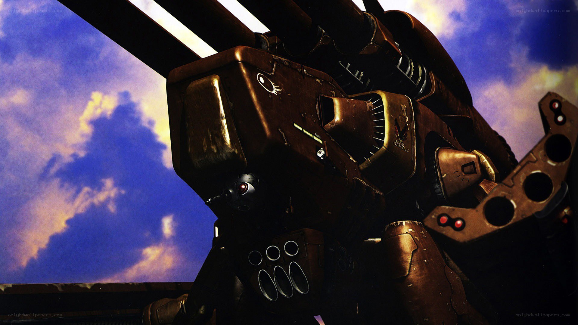 mech against cloudy sky