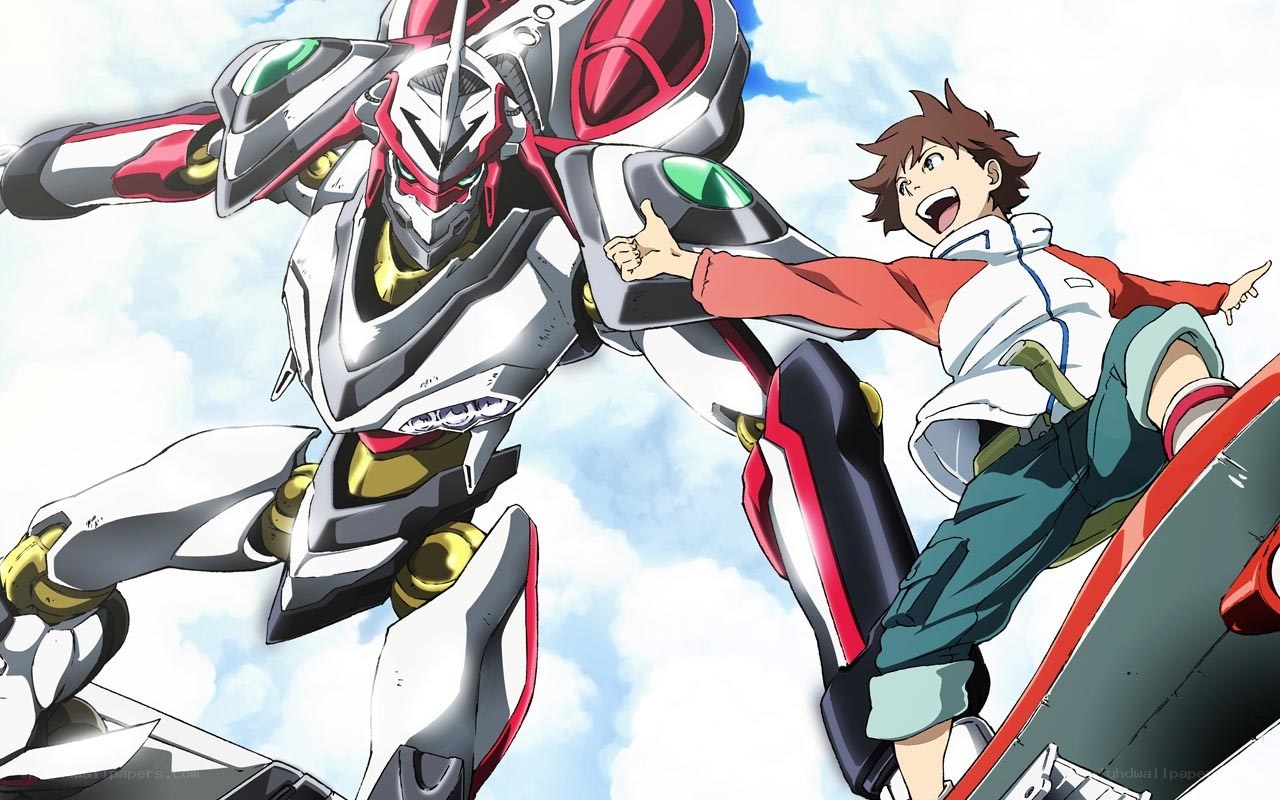 mech and pilot in sky