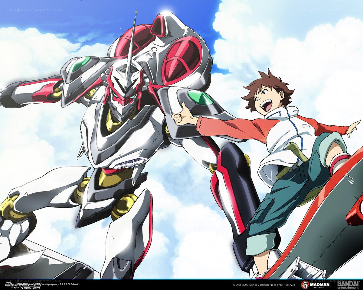 mech and pilot in sky