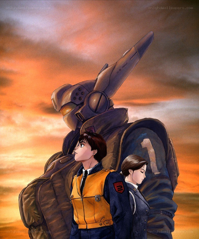mech and pilots at sunset