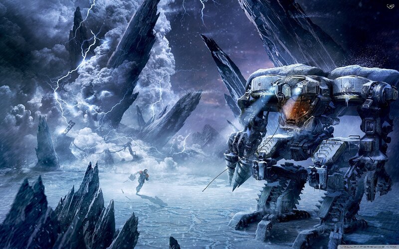Mech Chasing Soldier