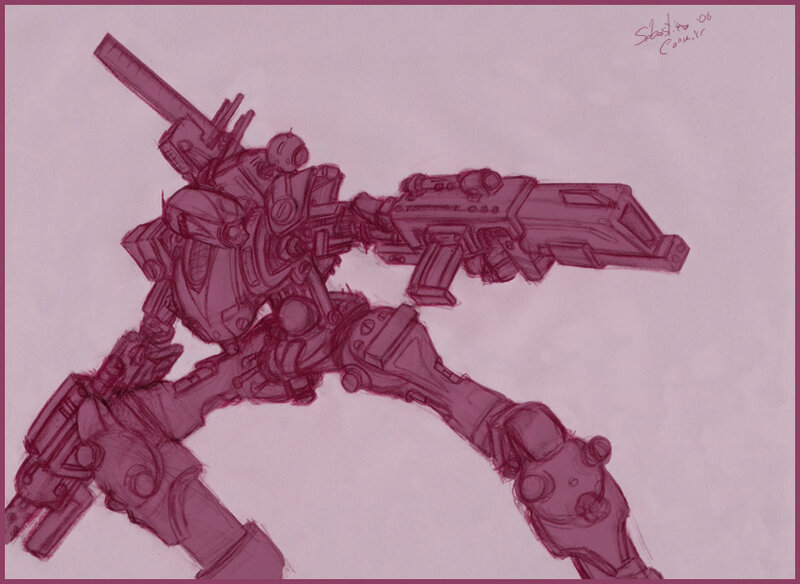 mech combat sketch