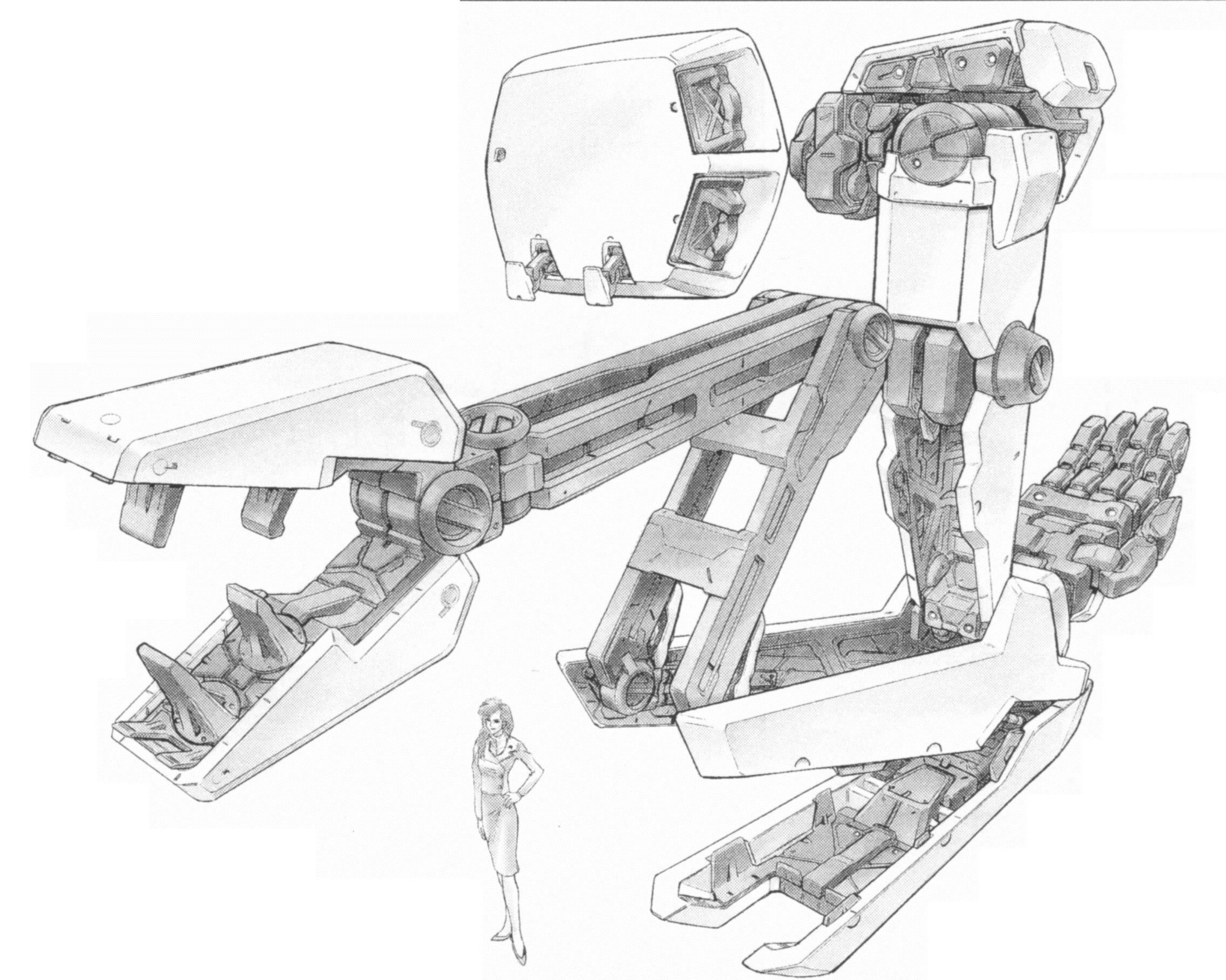 mech design with human figure