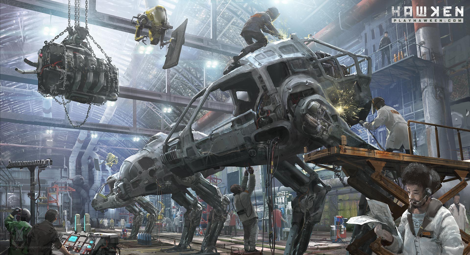 Mech factory assembly line
