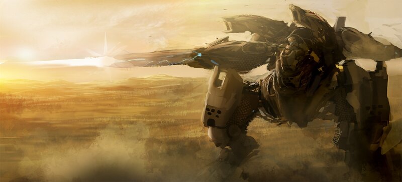 Mech Firing Weapon — Brown, Dramatic
