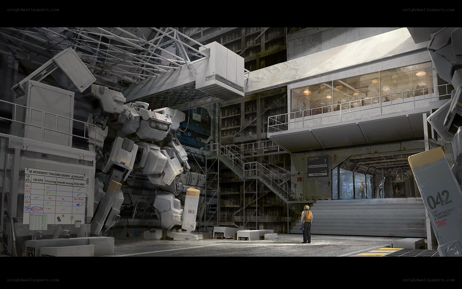Mech hangar interior