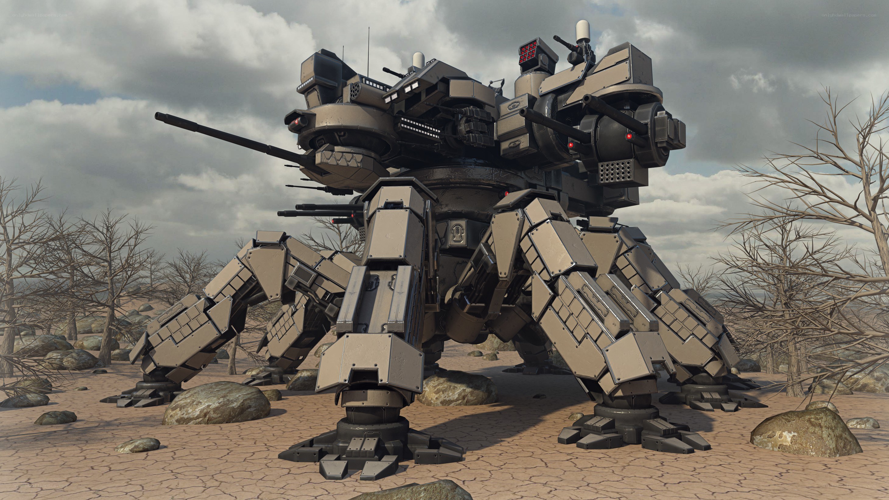 mech in a barren landscape