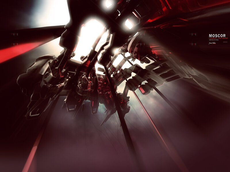 Mech in a dark corridor
