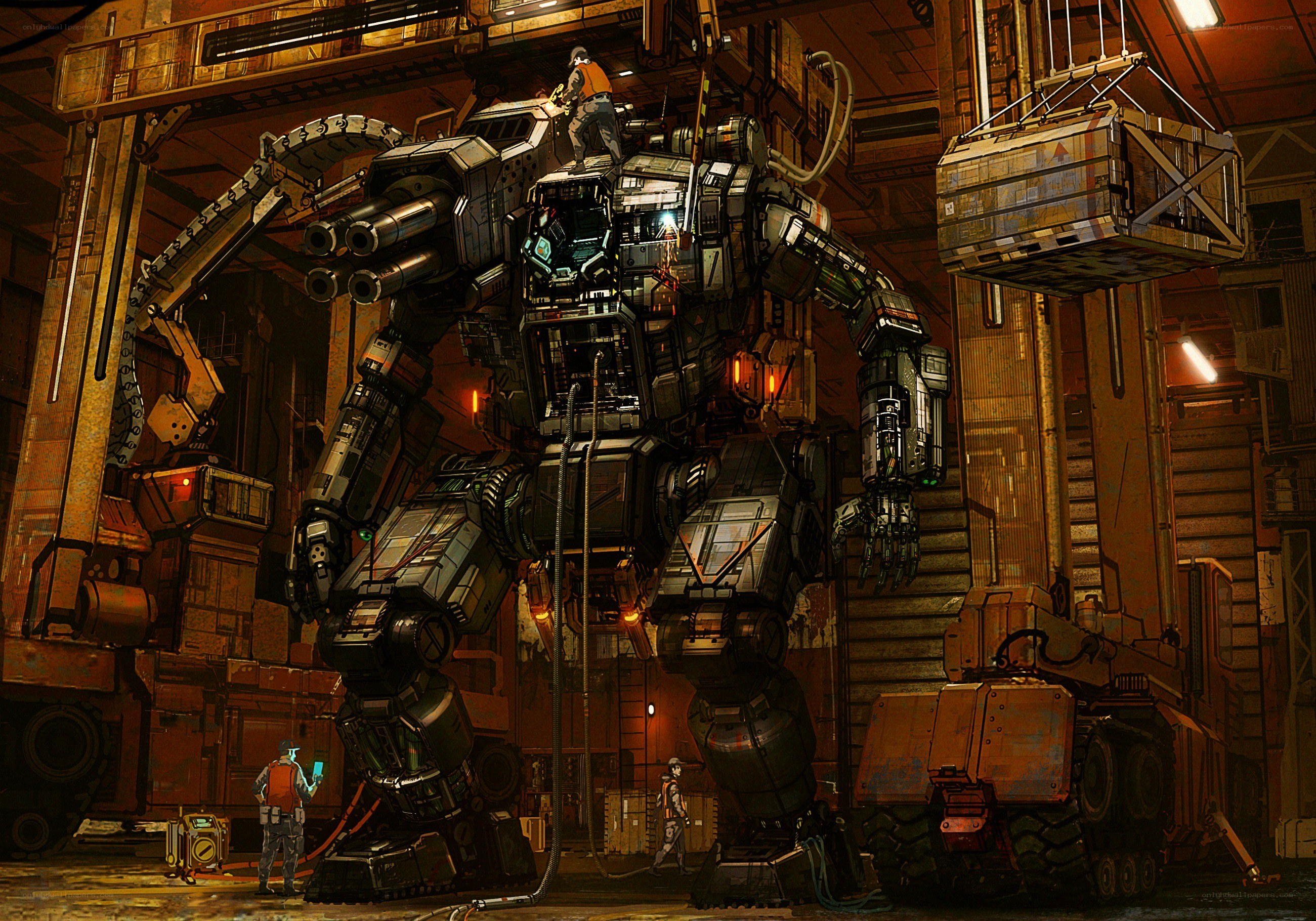Mech in a factory