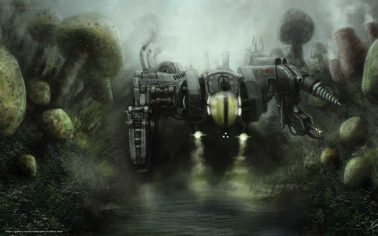 Mech in a fungal forest