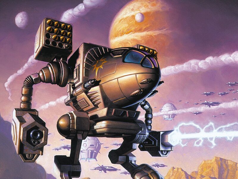 Mech in alien landscape