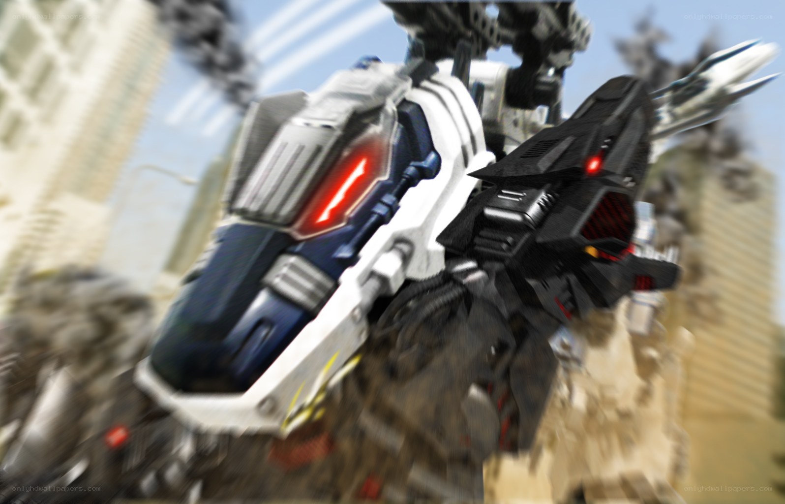 mech in city combat