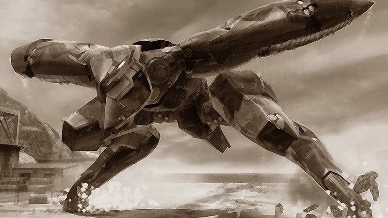 Mech in Combat — Brown, Dramatic