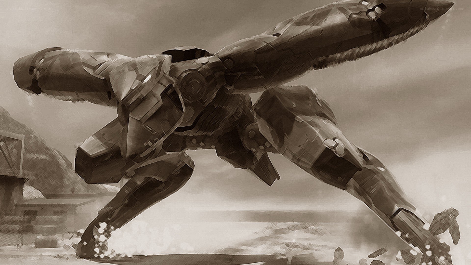 mech in combat stance