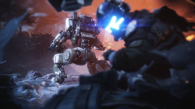 Mech in Combat Stance — Orange