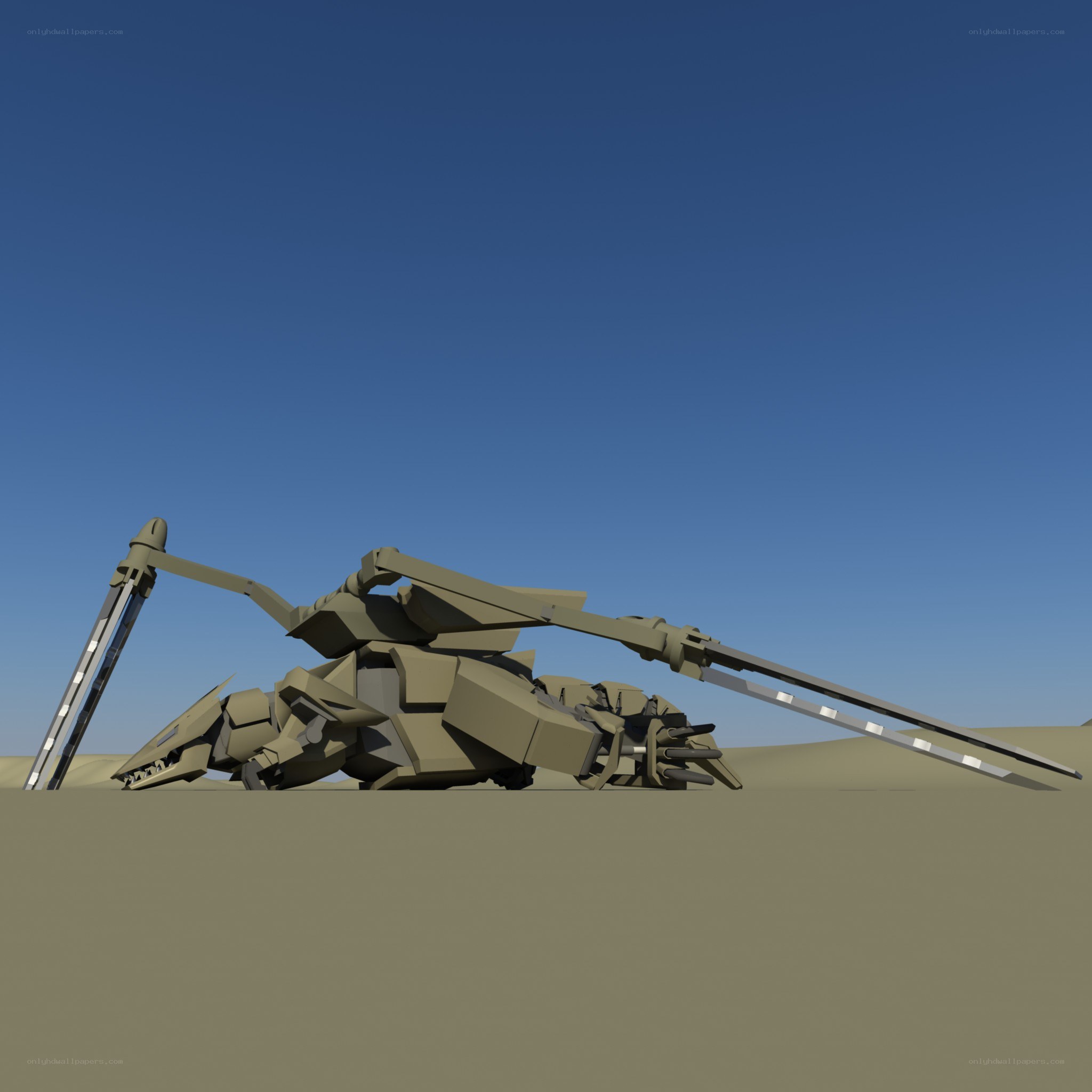 mech in desert landscape