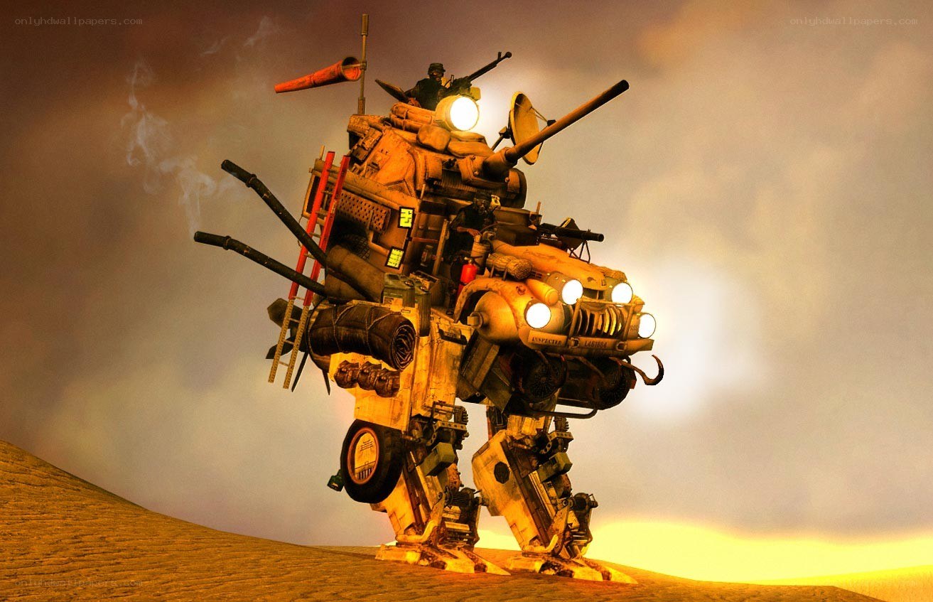 mech in desert wasteland