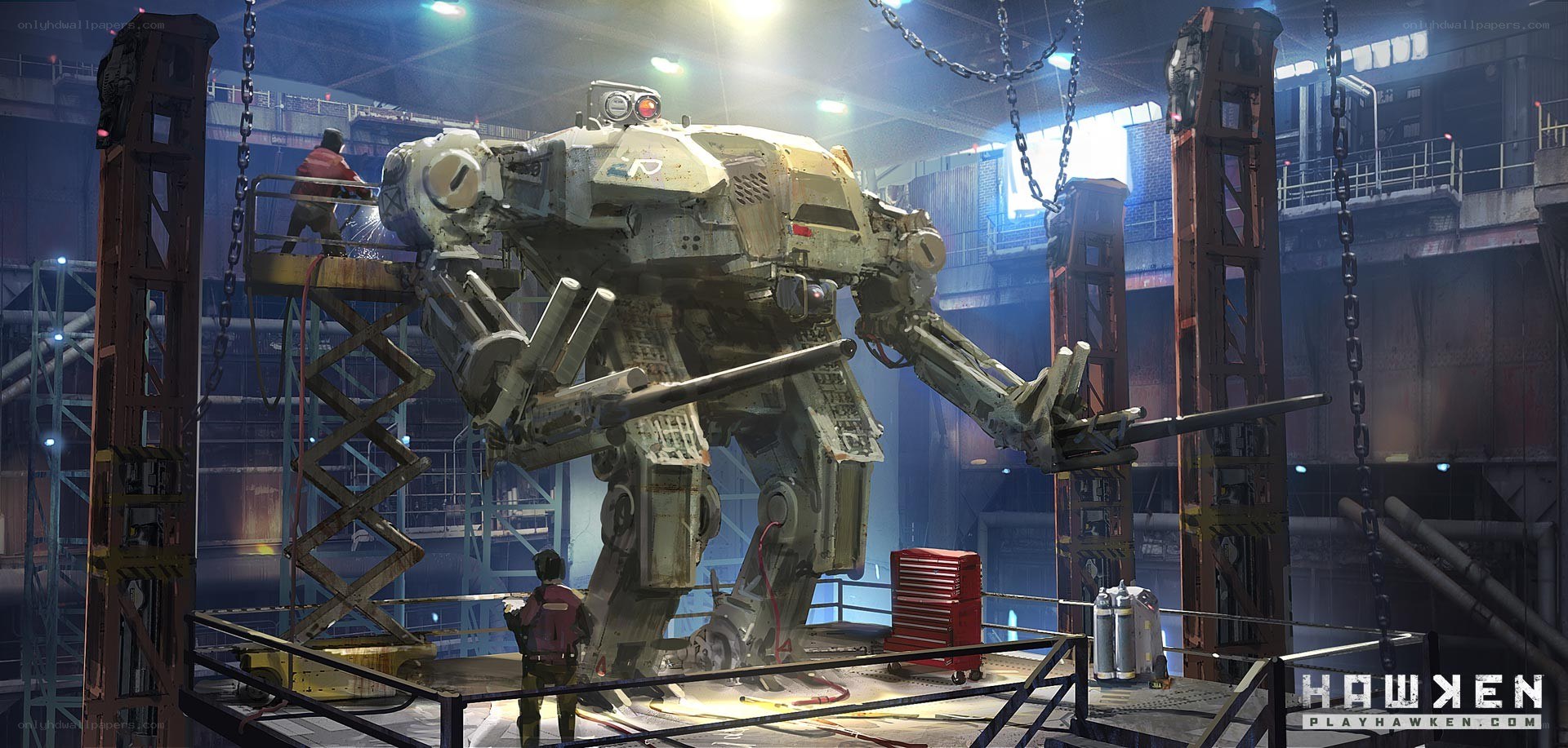 Mech in factory workshop