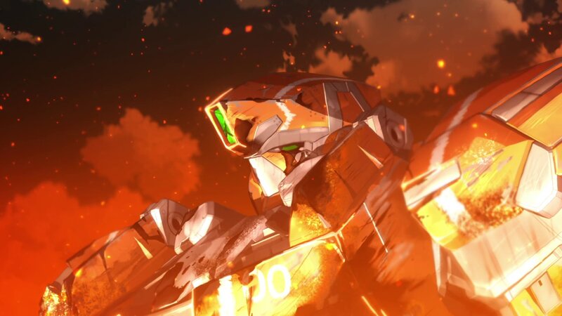 Mech in Fiery Sky