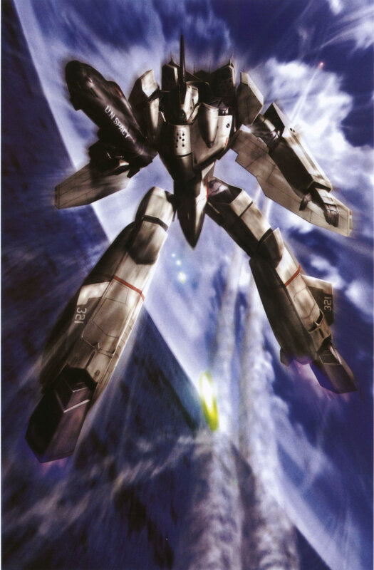 Mech in flight over planet