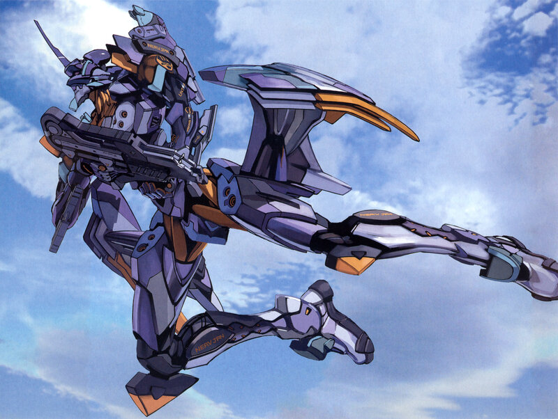 mech in flight with weapon