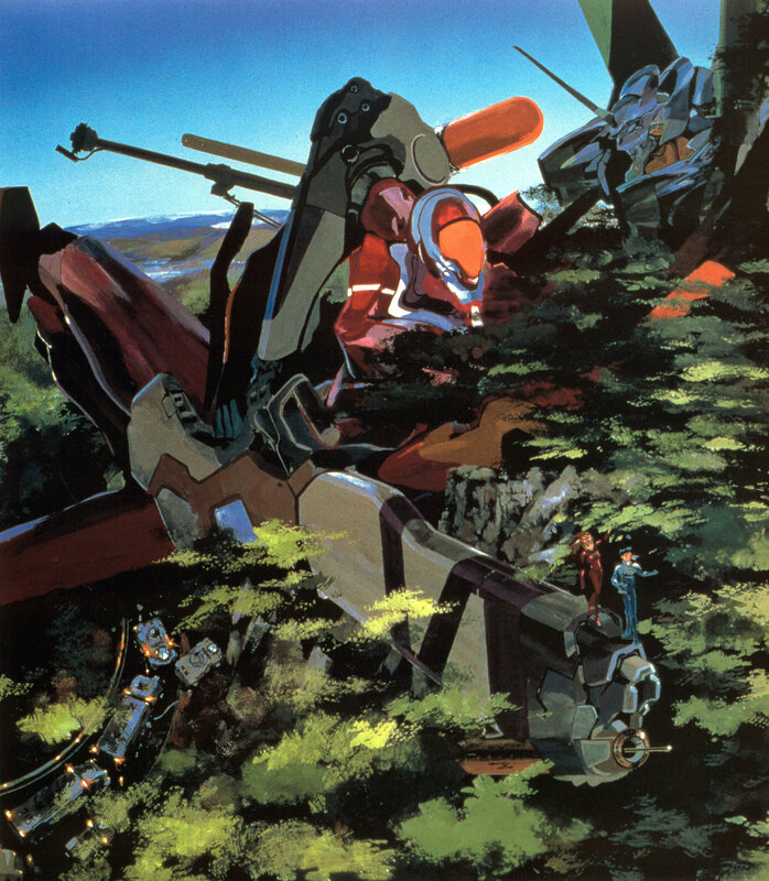 mech in forest wreckage