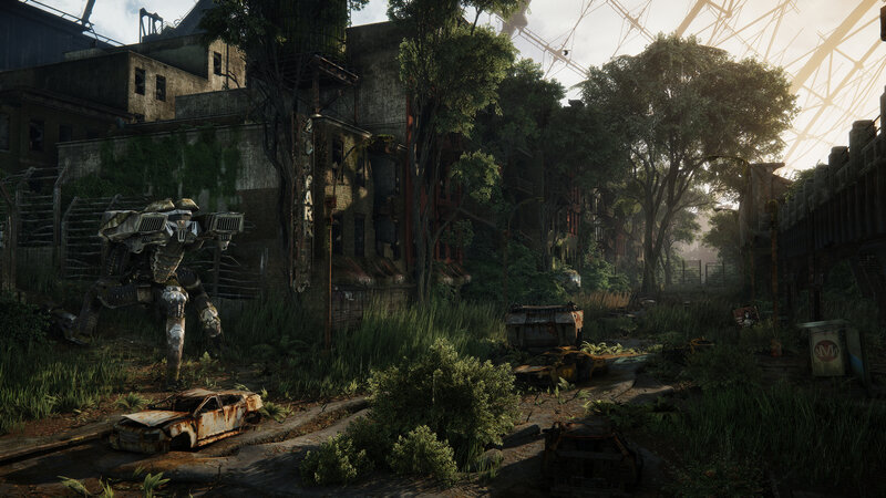 Mech in Overgrown City