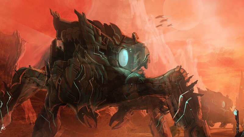 mech in red desert