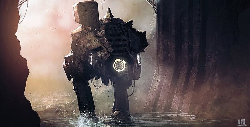 mech in shallow water