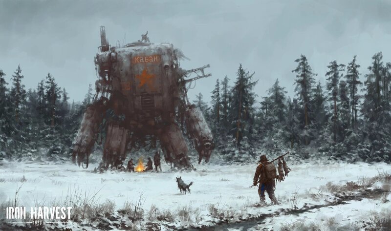 Mech in Snowy Forest — Gray, Dramatic