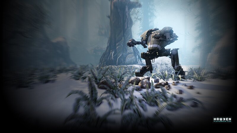Mech in Snowy Forest — Gray