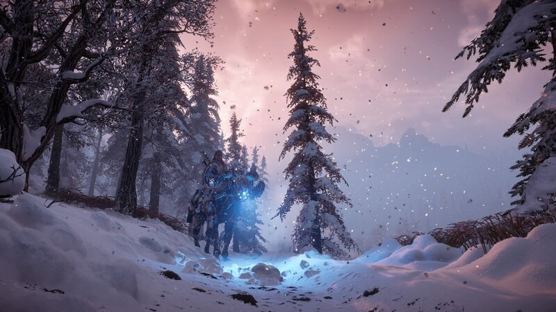 Mech in Snowy Forest — White, Dramatic