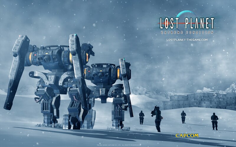 Mech in Snowy Landscape — Blue, Cold, Dramatic