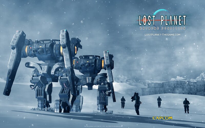 Mech in Snowy Landscape — Blue