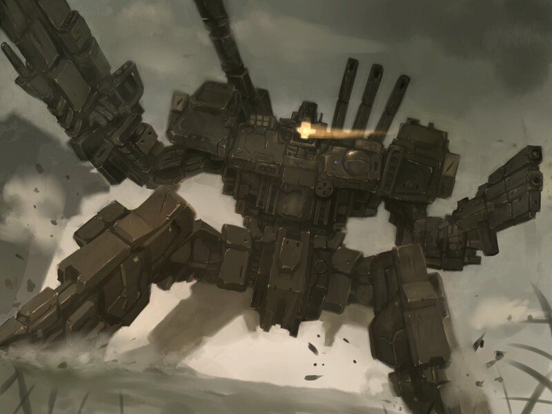 Mech in Snowy Landscape — Gray