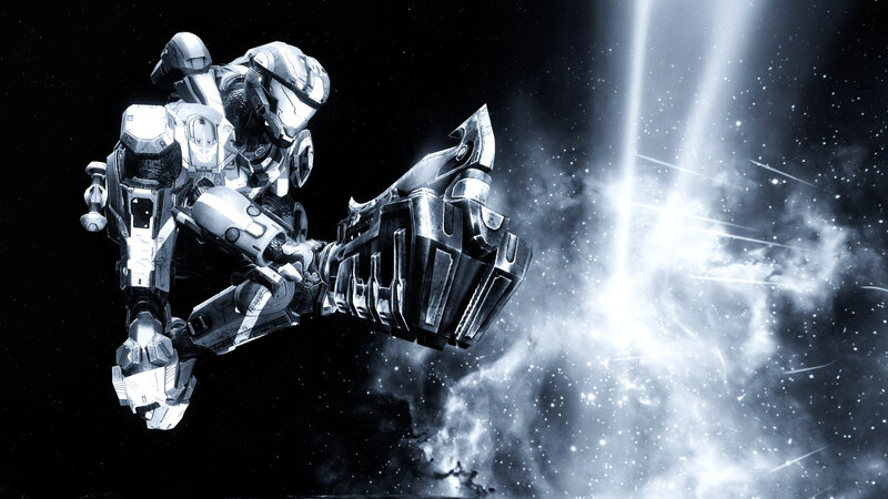 Mech in Space — Black, Dramatic