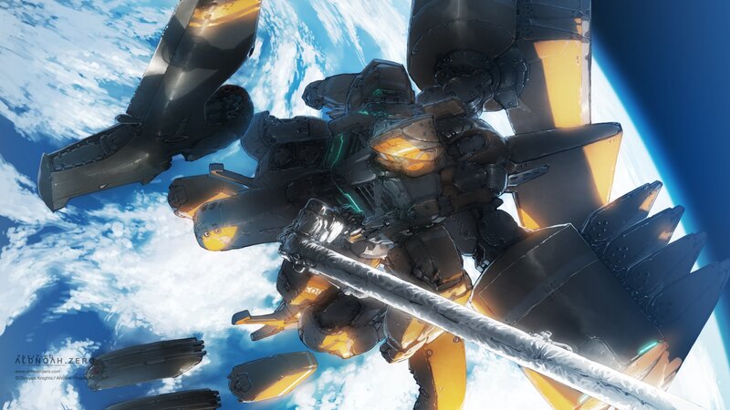 Mech in Space — Blue, Dramatic, Anime