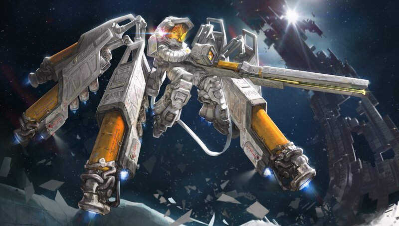 Mech in Space — Gray