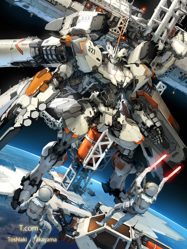 Mech in Space — White, Dramatic