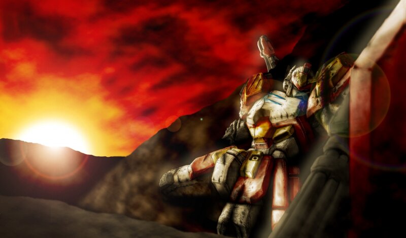 Mech in Sunset — Red