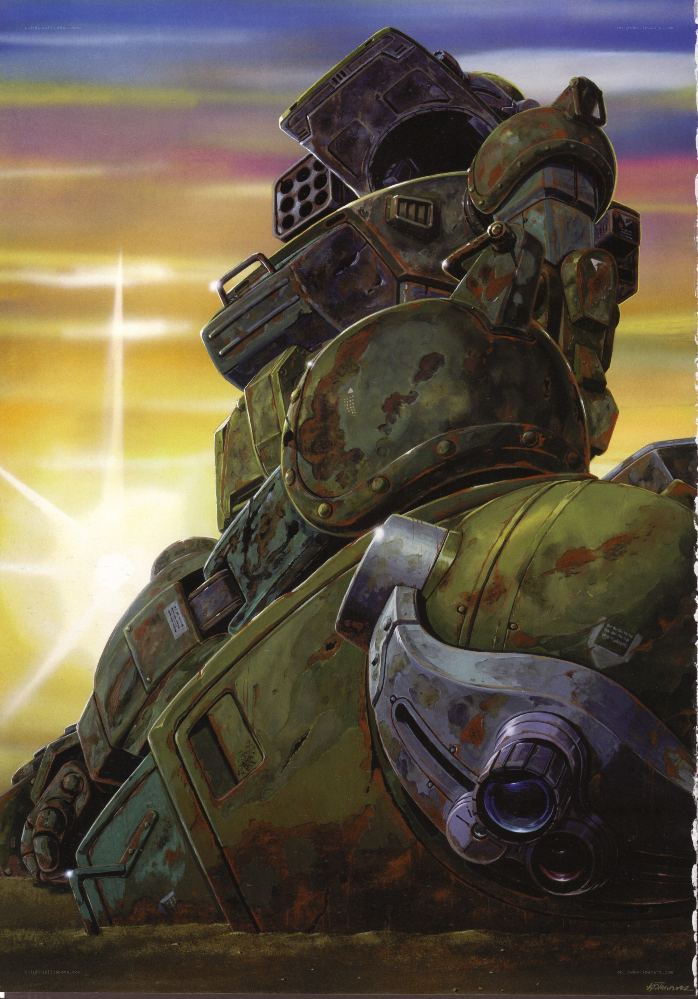 mech in sunset