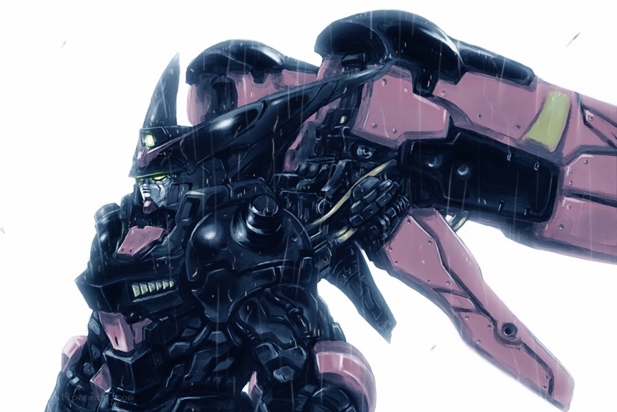 mech in the rain