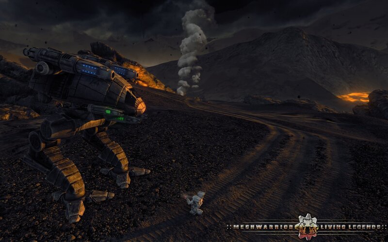 Mech in Volcanic Landscape — Black