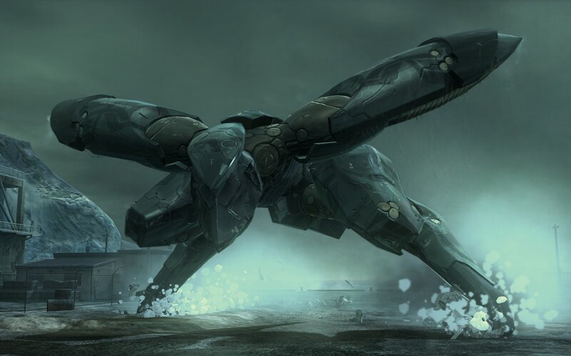 Mech Landing on Ground — Gray