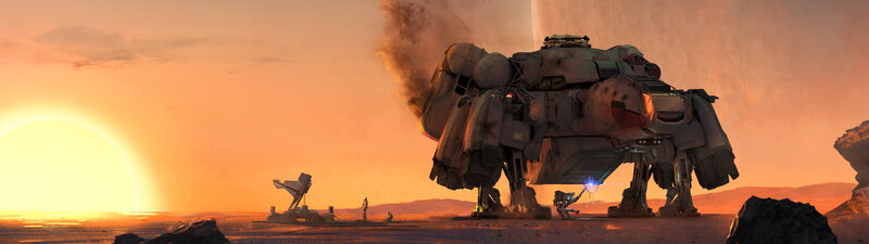 Mech on Alien Planet — Orange