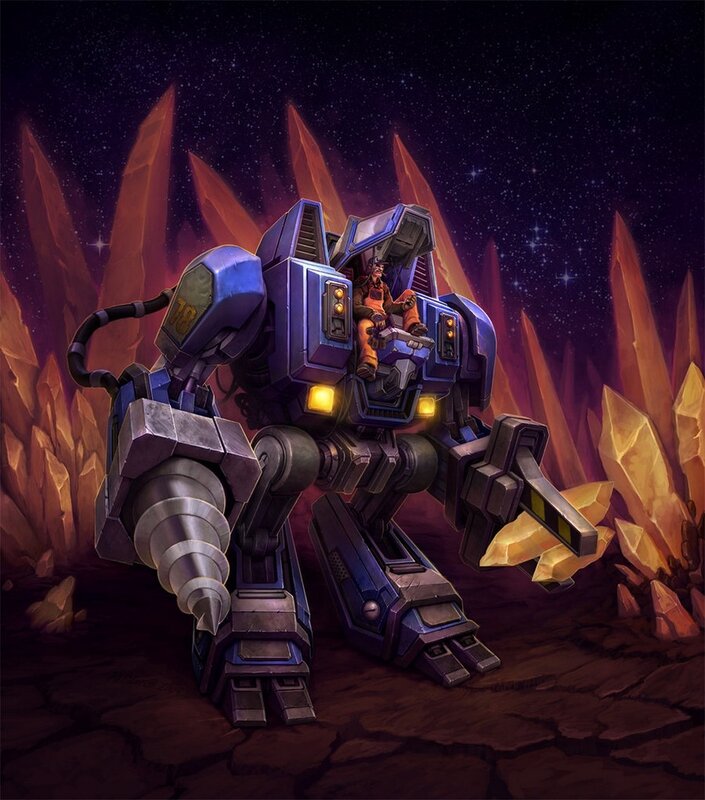 Mech pilot in a crystal cave