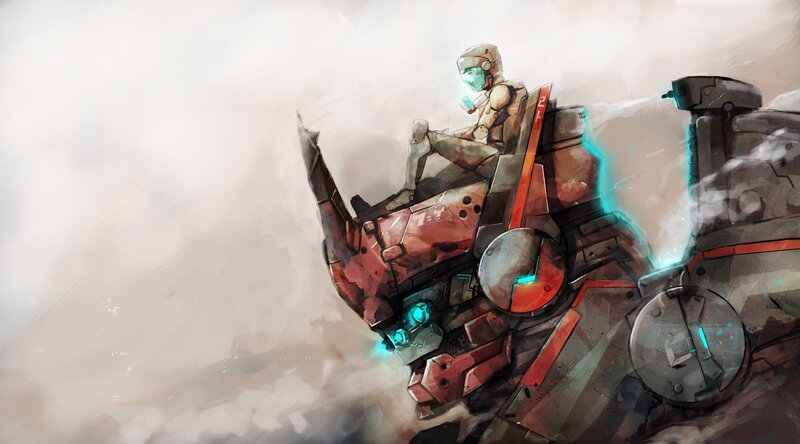 Mech Pilot in Cockpit — Gray