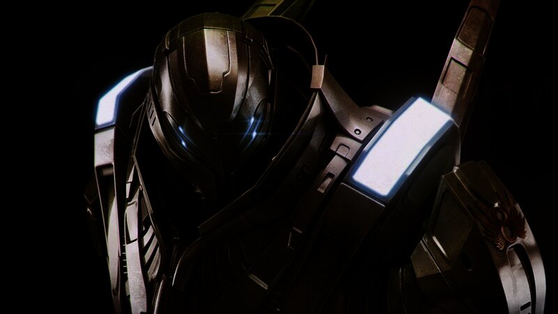 mech pilot in dark armor