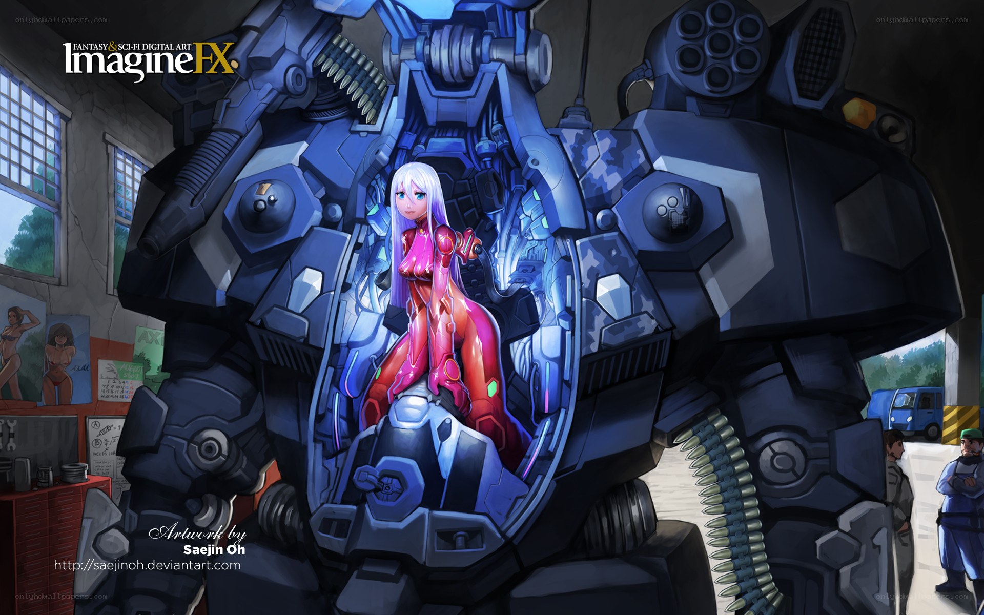 mech pilot in red suit